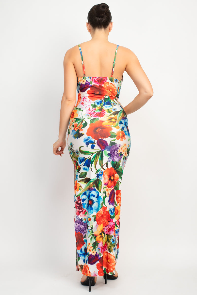 Side Slit Printed Maxi Dress