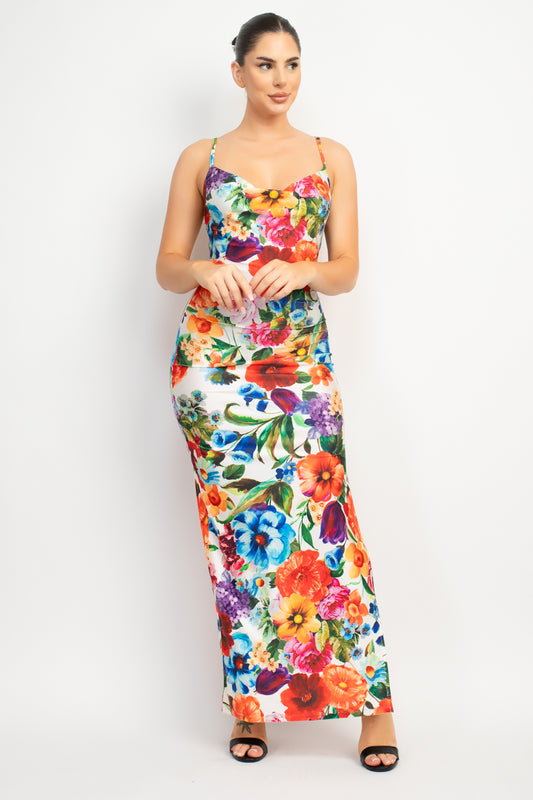 Side Slit Printed Maxi Dress