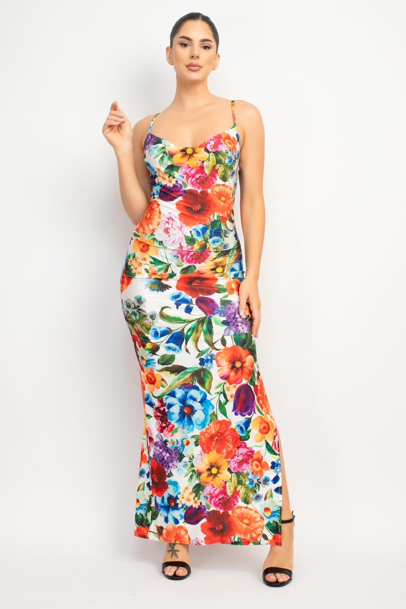 Side Slit Printed Maxi Dress