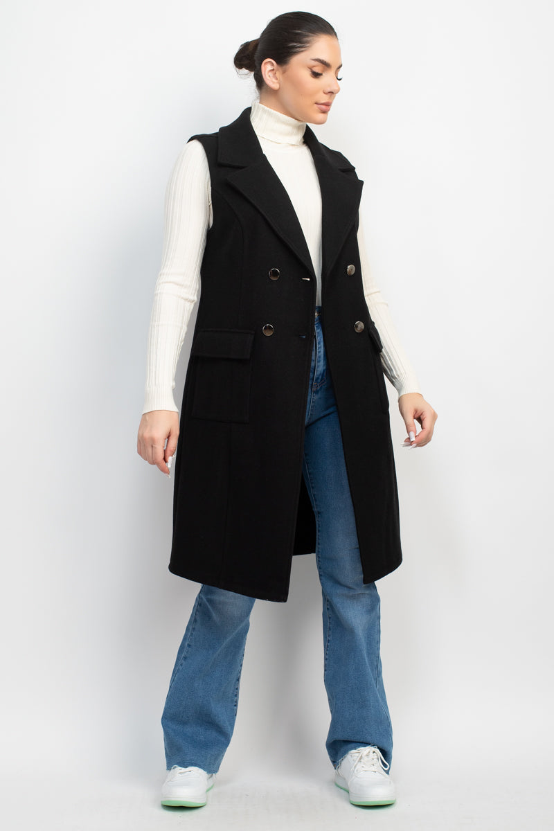 Double Breasted Pocketed Vest