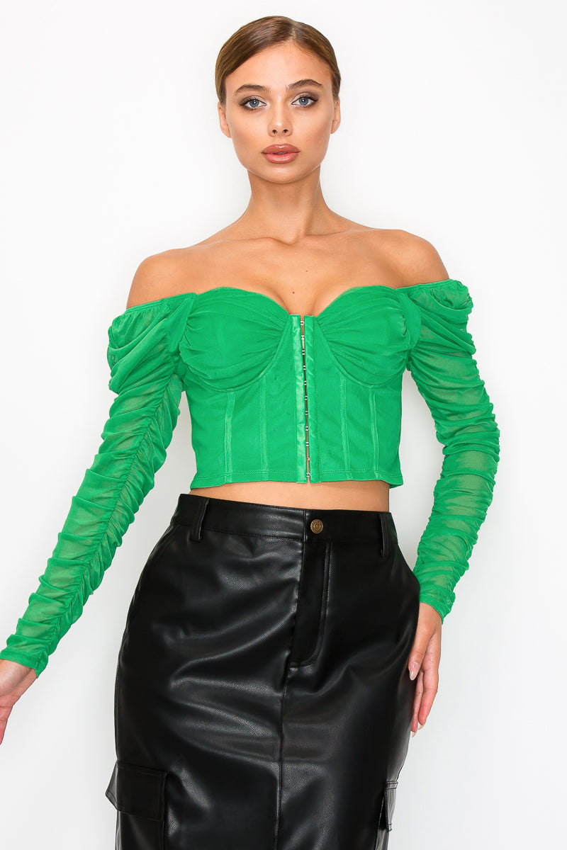 Hook & Eye Cropped Mesh Top