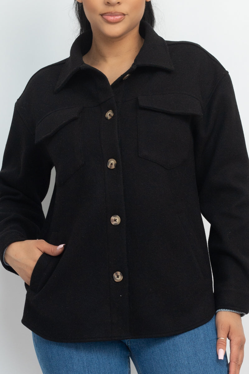 Button Down Pocketed Jacket