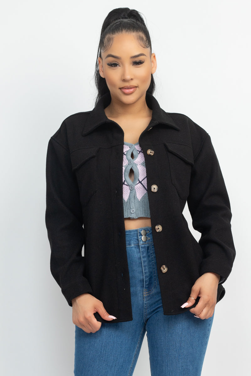 Button Down Pocketed Jacket