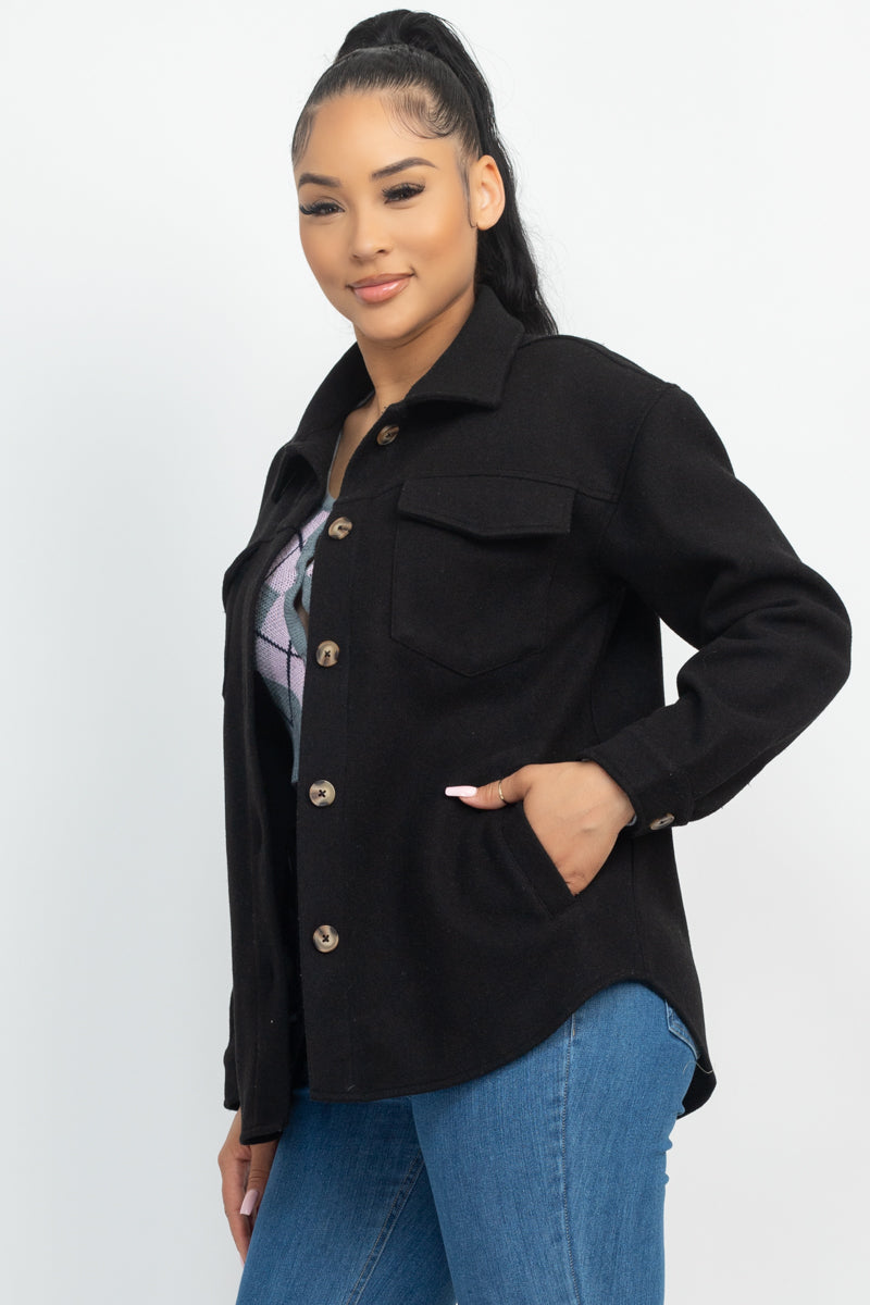 Button Down Pocketed Jacket